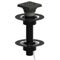 Двухуровневая кровельная воронка с увеличенным корпусом, подрамником из чугуна, трапом, прижимными фланцами из нержавеющей стали и дренажным кольцом, ТП-10.У.616.1-Э с электрообогревом