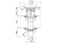 Двухуровневая кровельная воронка с увеличенным корпусом, подрамником из чугуна, трапом, прижимными фланцами из нержавеющей стали и дренажным кольцом, ТП-10.У.616.1-Э с электрообогревом
