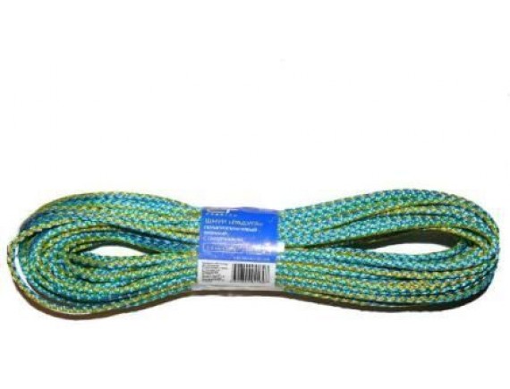 Шнур вязаный полипропиленовый (ПП) с сердечником, цвет Радуга, диаметр 4мм, длина 20м