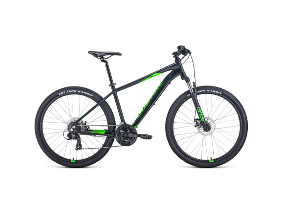 Горный велосипед хардтейл Forward APACHE 27,5 2.0 D (17" рост) черный матовый/ярко-зеленый 2022 год