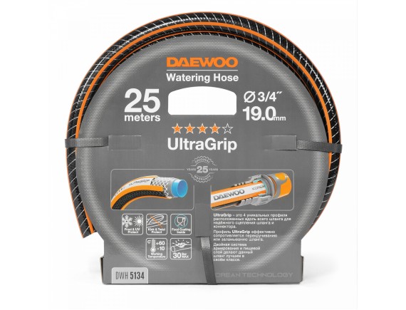 Шланг поливочный 3/4" (19мм), DAEWOO UltraGrip, 25м