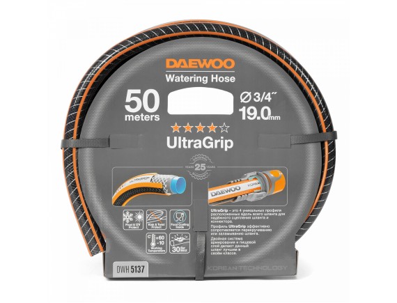 Шланг поливочный 3/4" (19мм), DAEWOO UltraGrip, 50м