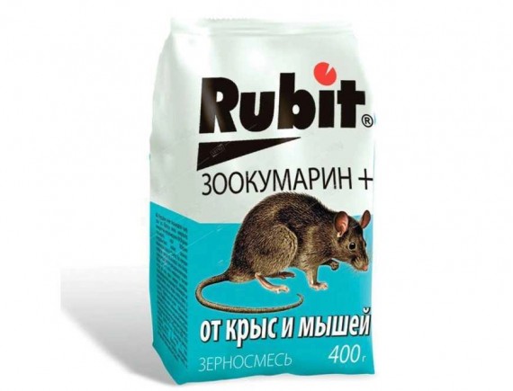 Средство от крыс и мышей Рубит ЗООКУМАРИН+ зерновая смесь, 400г