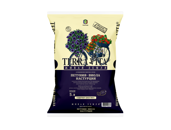 Питательный грунт Живая земля TERRA VITA Петуния-Виола-Настурция, 5л