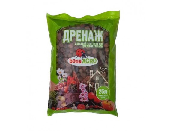 Дренаж керамзитовый BonaAgro, фракция 10-16мм, мешок 25л