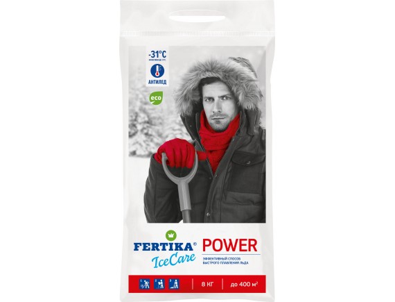 Безопасный противогололёдный реагент ICECARE POWER, мешок 8кг