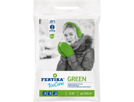 Безопасный противогололёдный реагент ICECARE GREEN, мешок 5кг