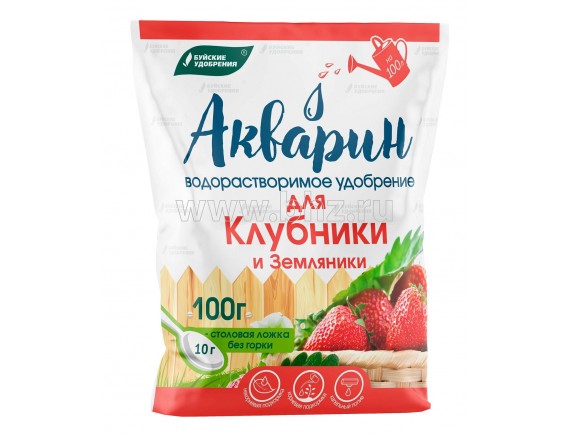 Удобрение водорастворимое минеральное АКВАРИН для Клубники и Земляники, NPK 14:7:28+МЭ, 0,1кг