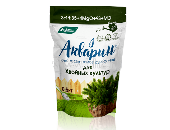 Удобрение водорастворимое минеральное АКВАРИН 3 для Хвойных культур, NPK 3:11:35+МЭ, 0,5кг